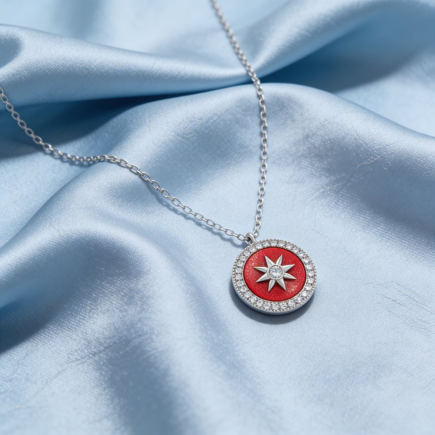 Radiant Red Compass Charm Necklace