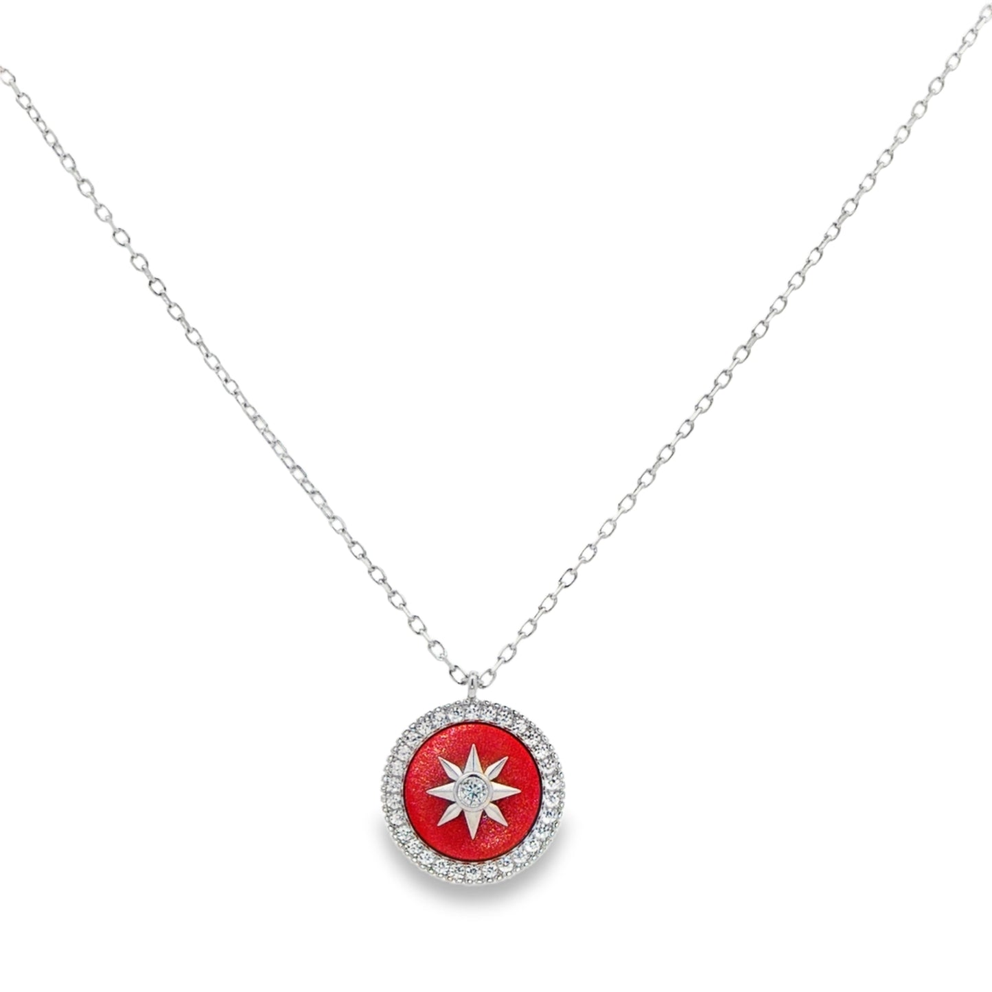 Radiant Red Compass Charm Necklace