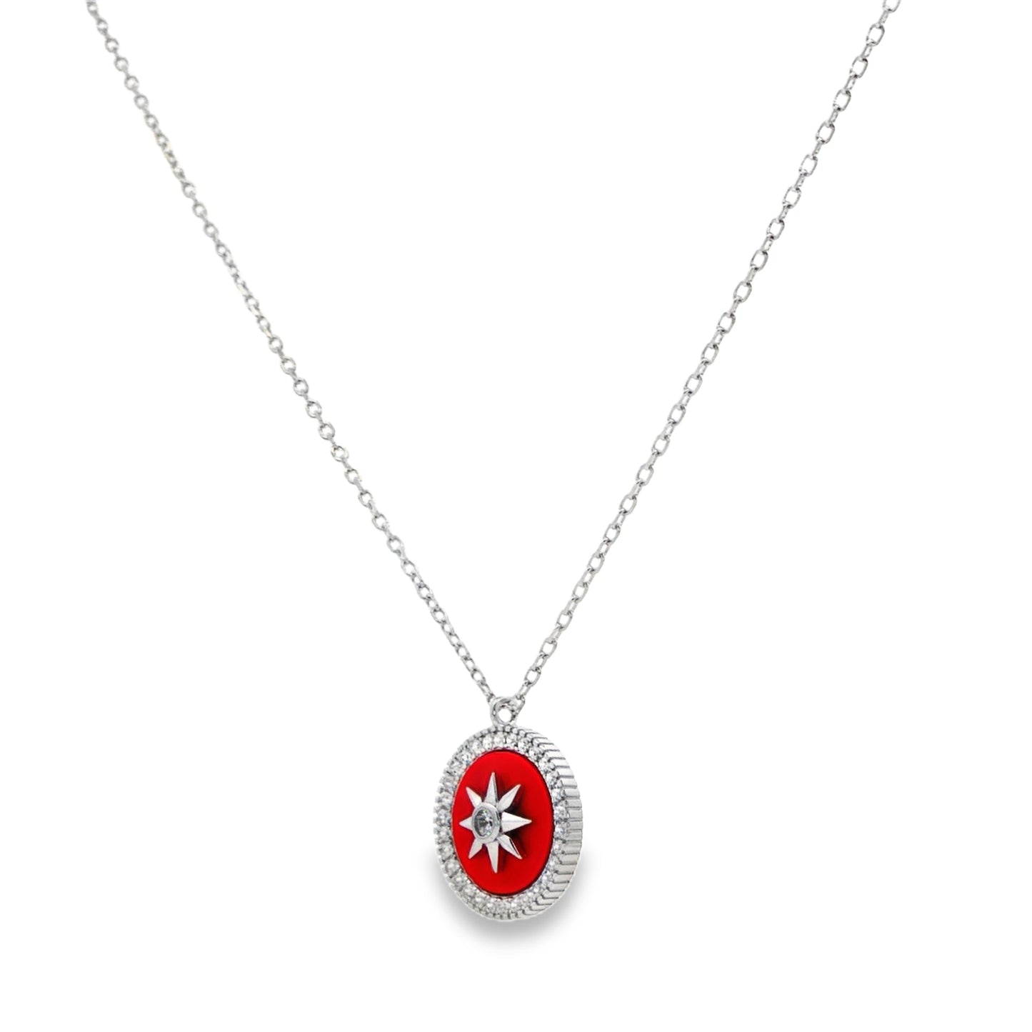 Radiant Red Compass Charm Necklace