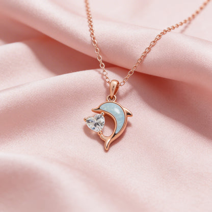Graceful Dolphin Heart Pendant Necklace