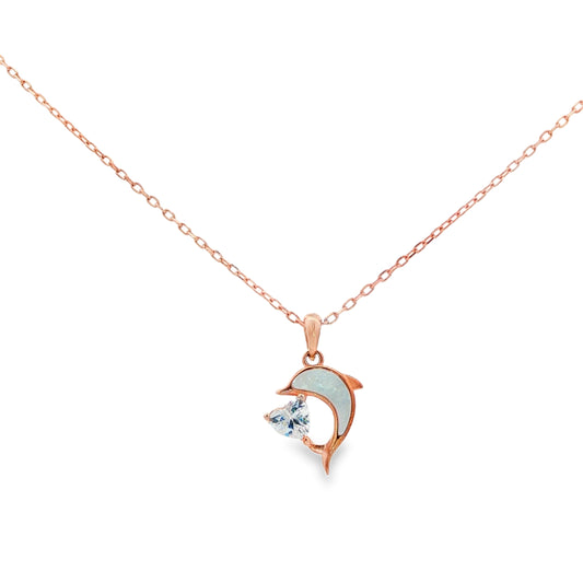 Graceful Dolphin Heart Pendant Necklace