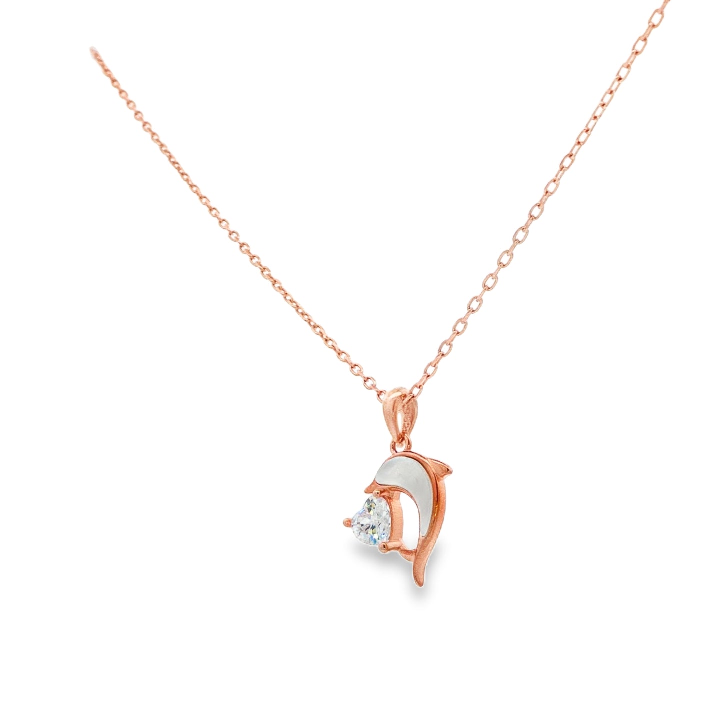 Graceful Dolphin Heart Pendant Necklace