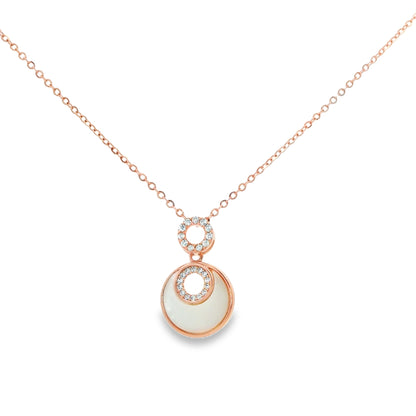 Elegant Dual Halo Pearl Pendant Necklace