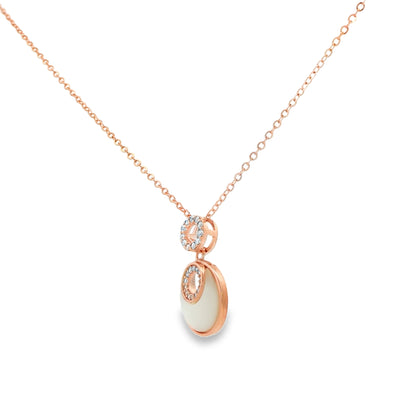 Elegant Dual Halo Pearl Pendant Necklace