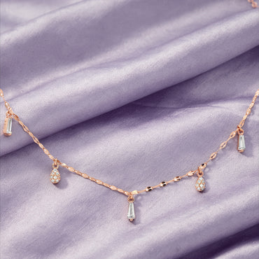 Rose silver  Teardrop Charm Necklace
