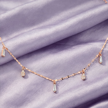 Rose silver  Teardrop Charm Necklace