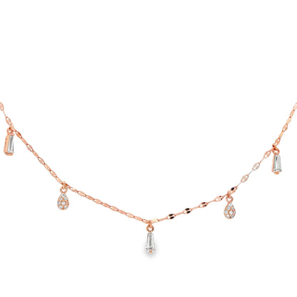 Rose silver  Teardrop Charm Necklace