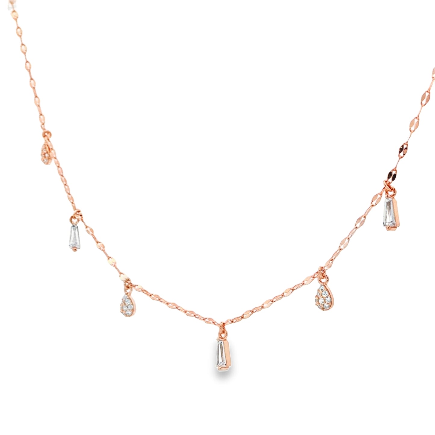 Rose silver  Teardrop Charm Necklace
