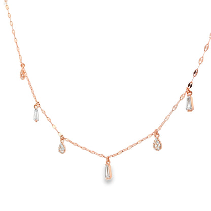 Rose silver  Teardrop Charm Necklace