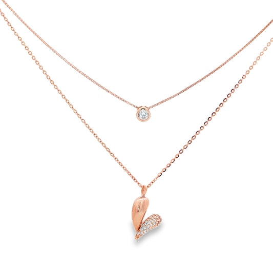Dual Layer Diamond Heart Necklace
