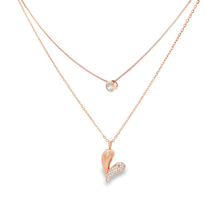 Dual Layer Diamond Heart Necklace