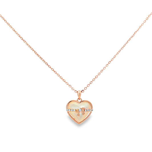 Blush Heart Bow Pendant Necklace
