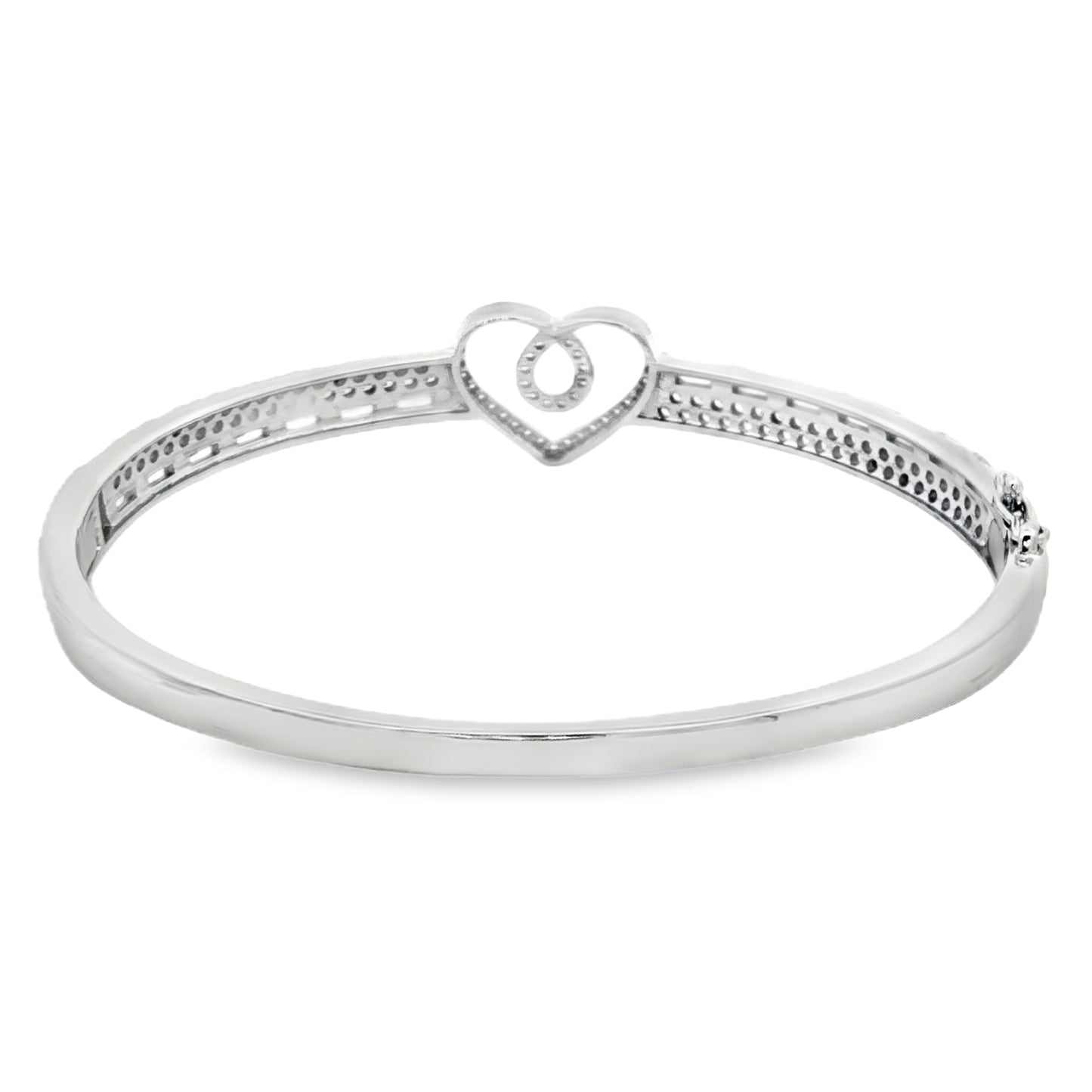 Elegant diamond heart bangle bracelet