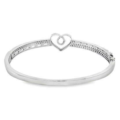 Elegant diamond heart bangle bracelet
