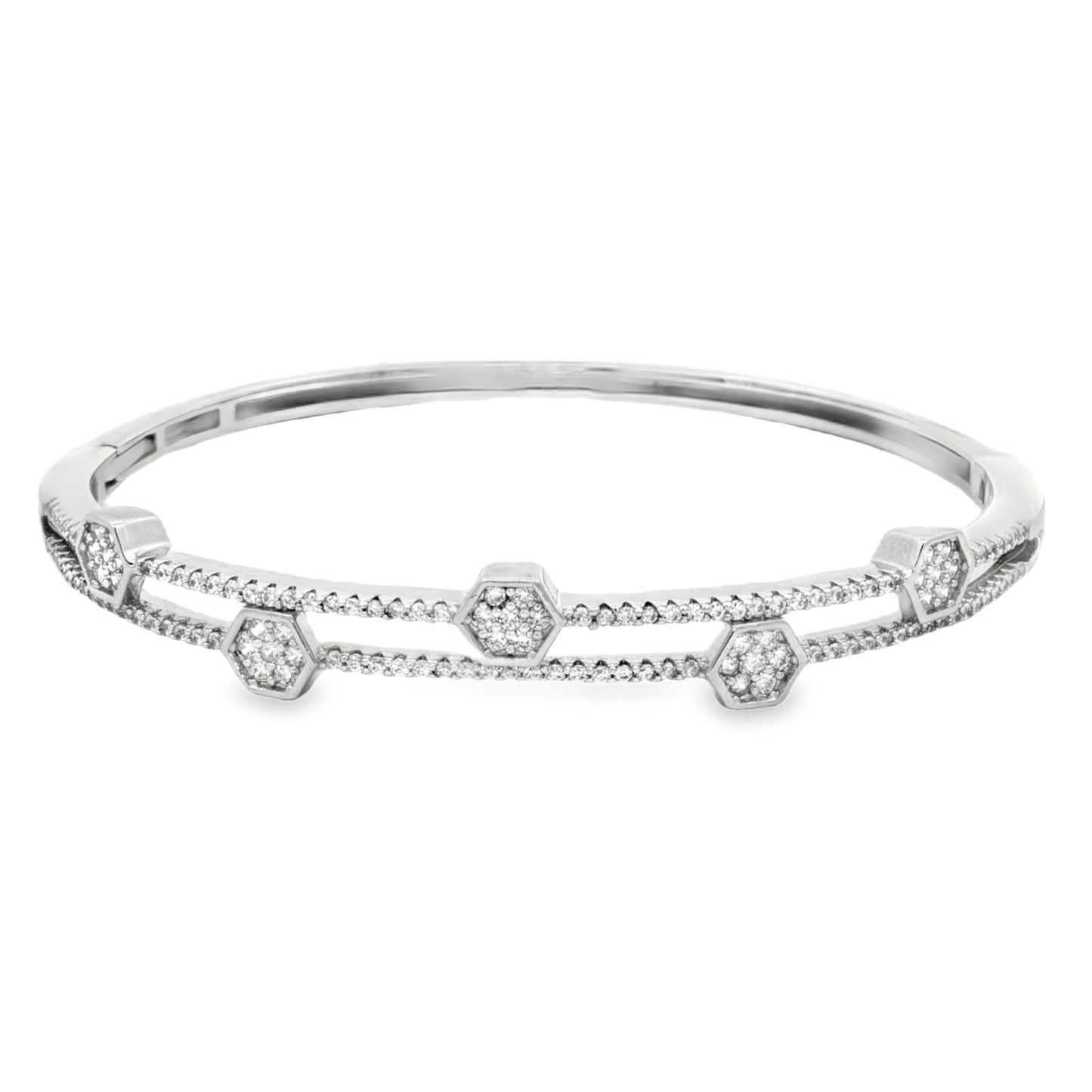 elegant silver diamond bangle