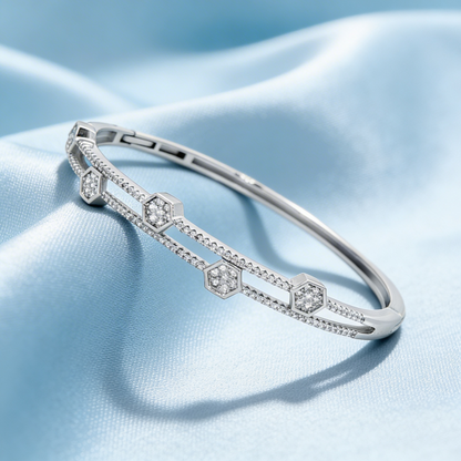 elegant silver diamond bangle