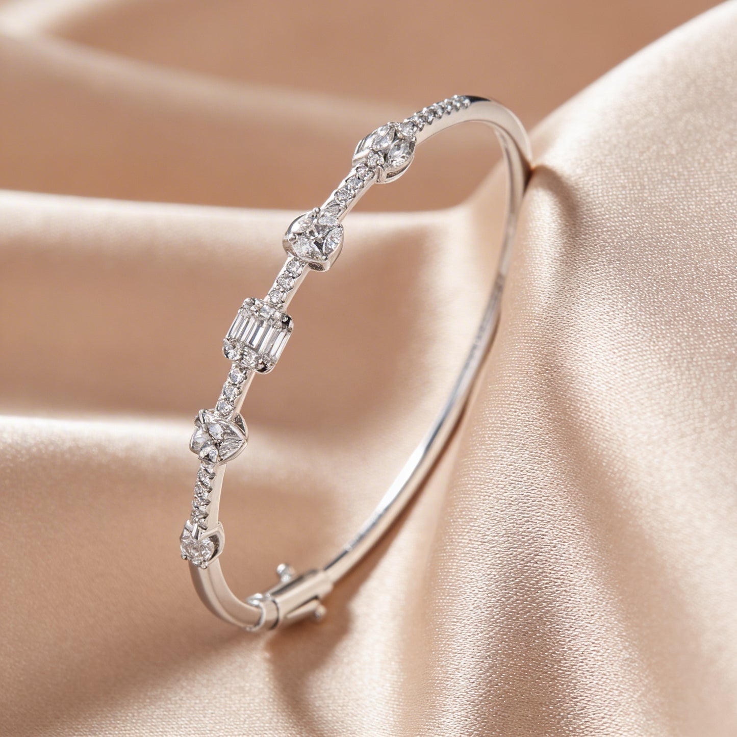 Blair baguette diamond bangle close-up