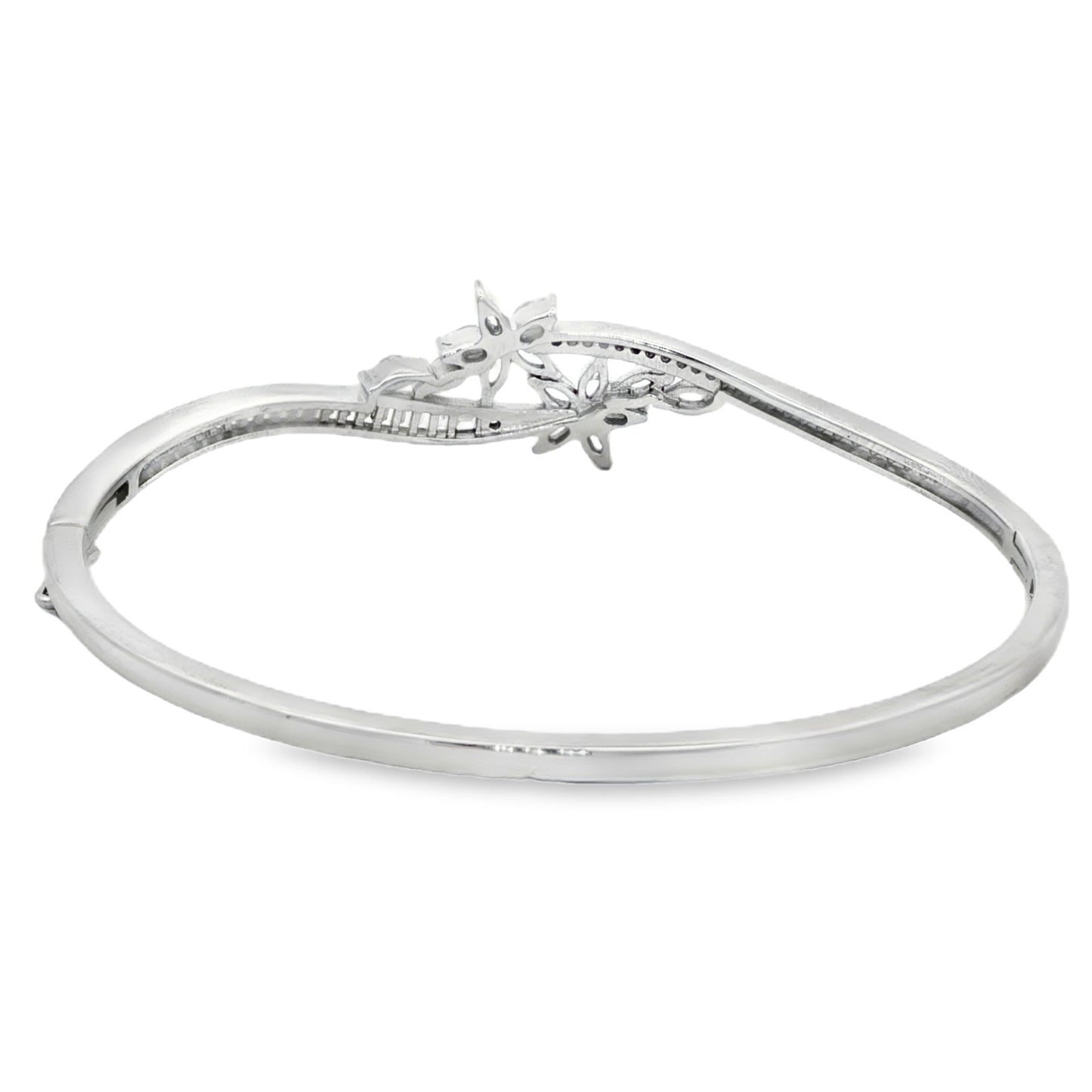 Elegant diamond floral bangle bracelet