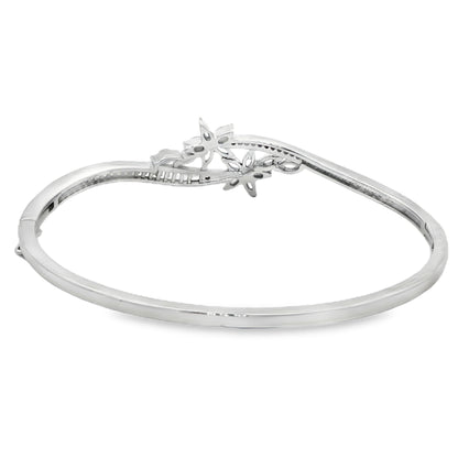 Elegant diamond floral bangle bracelet