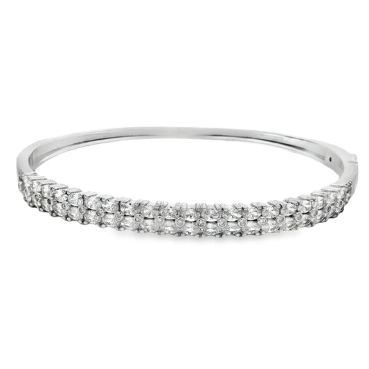 Elegant diamond tennis bangle bracelet