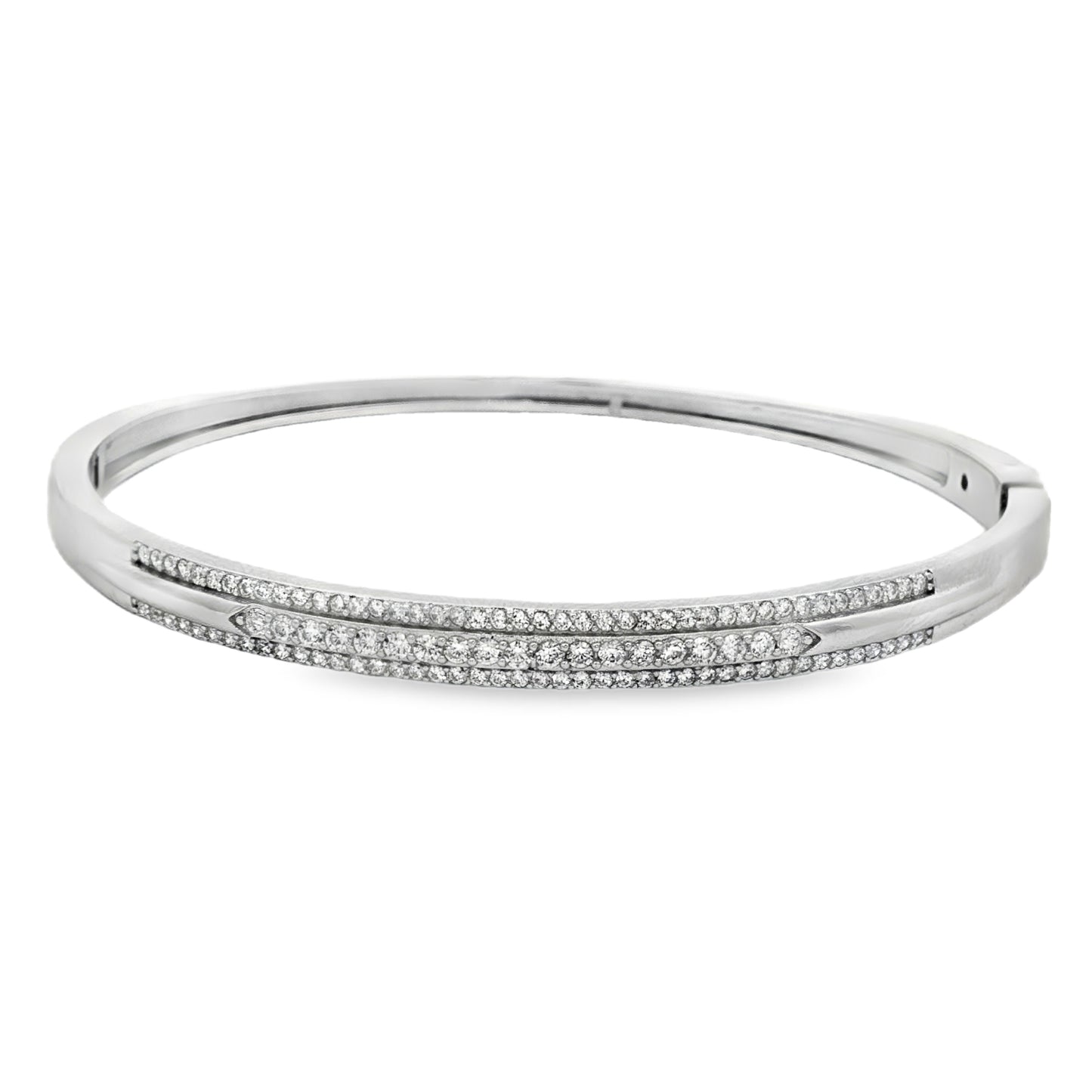 Elegant diamond bangle with crossover design