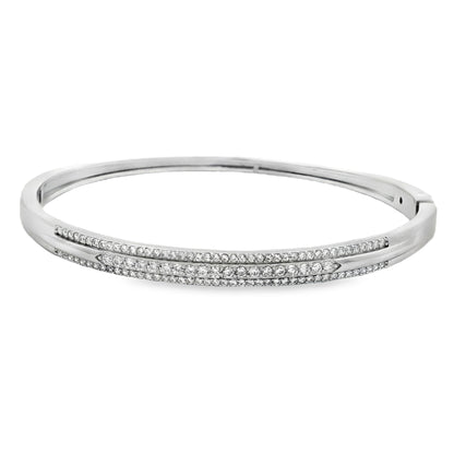 Elegant diamond bangle with crossover design