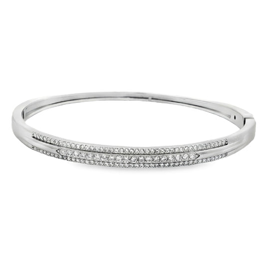 Elegant diamond bangle with crossover design