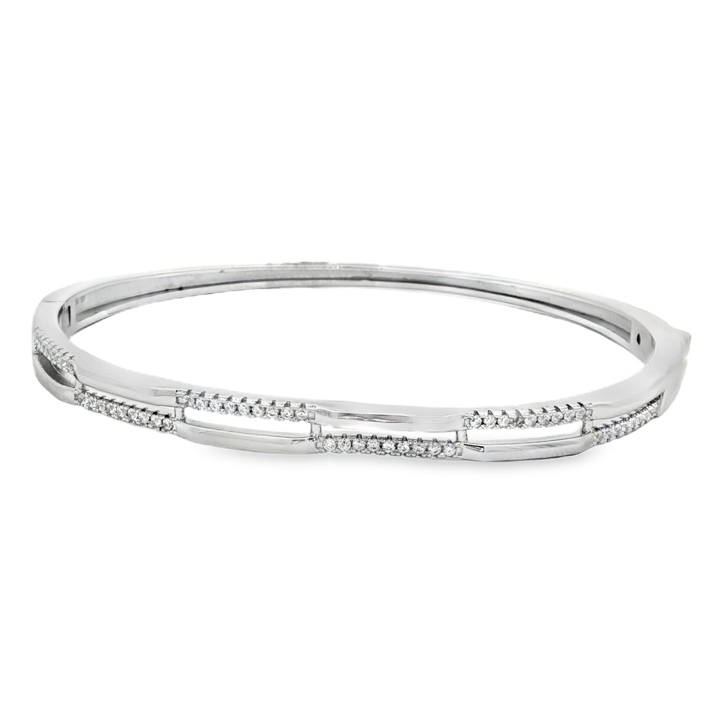 Elegant diamond link bangle in silver