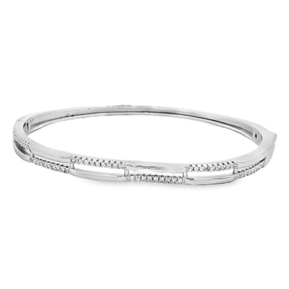 Elegant diamond link bangle in silver