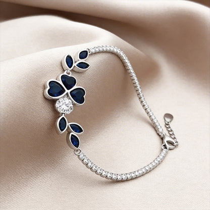 Elegant Sapphire Clover Bracelet