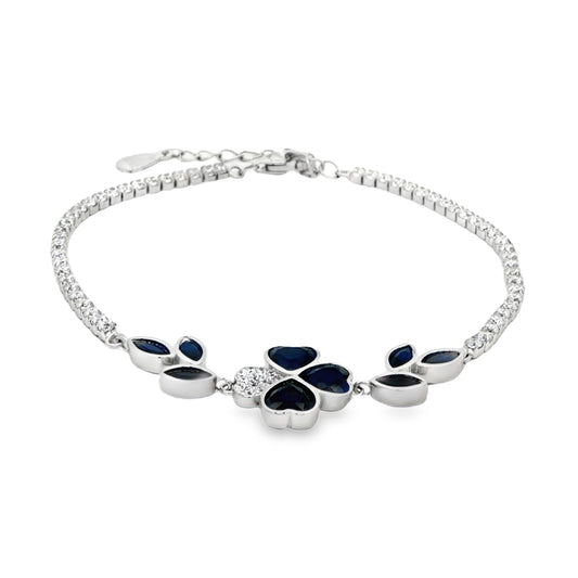 Elegant Sapphire Clover Bracelet