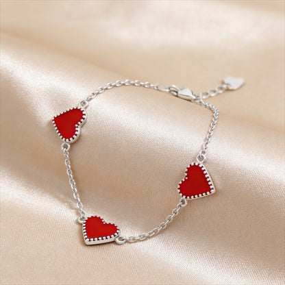 Red heart charm bracelet "Emily"