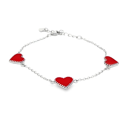 Red heart charm bracelet "Emily"