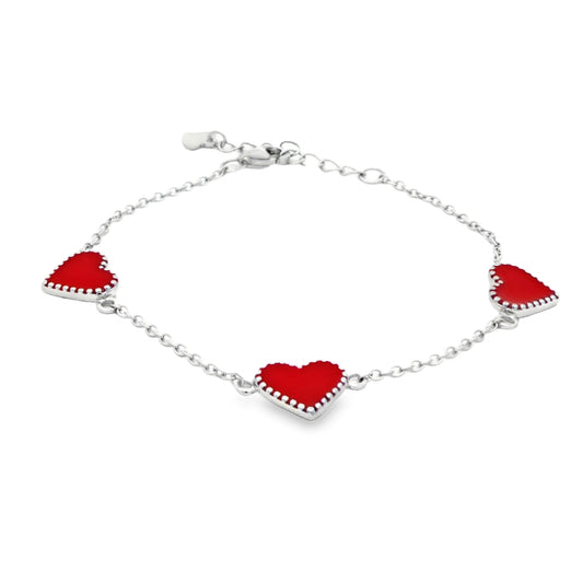 Red heart charm bracelet "Emily"