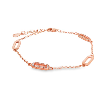 Elegant rose silver bracelet with diamonds