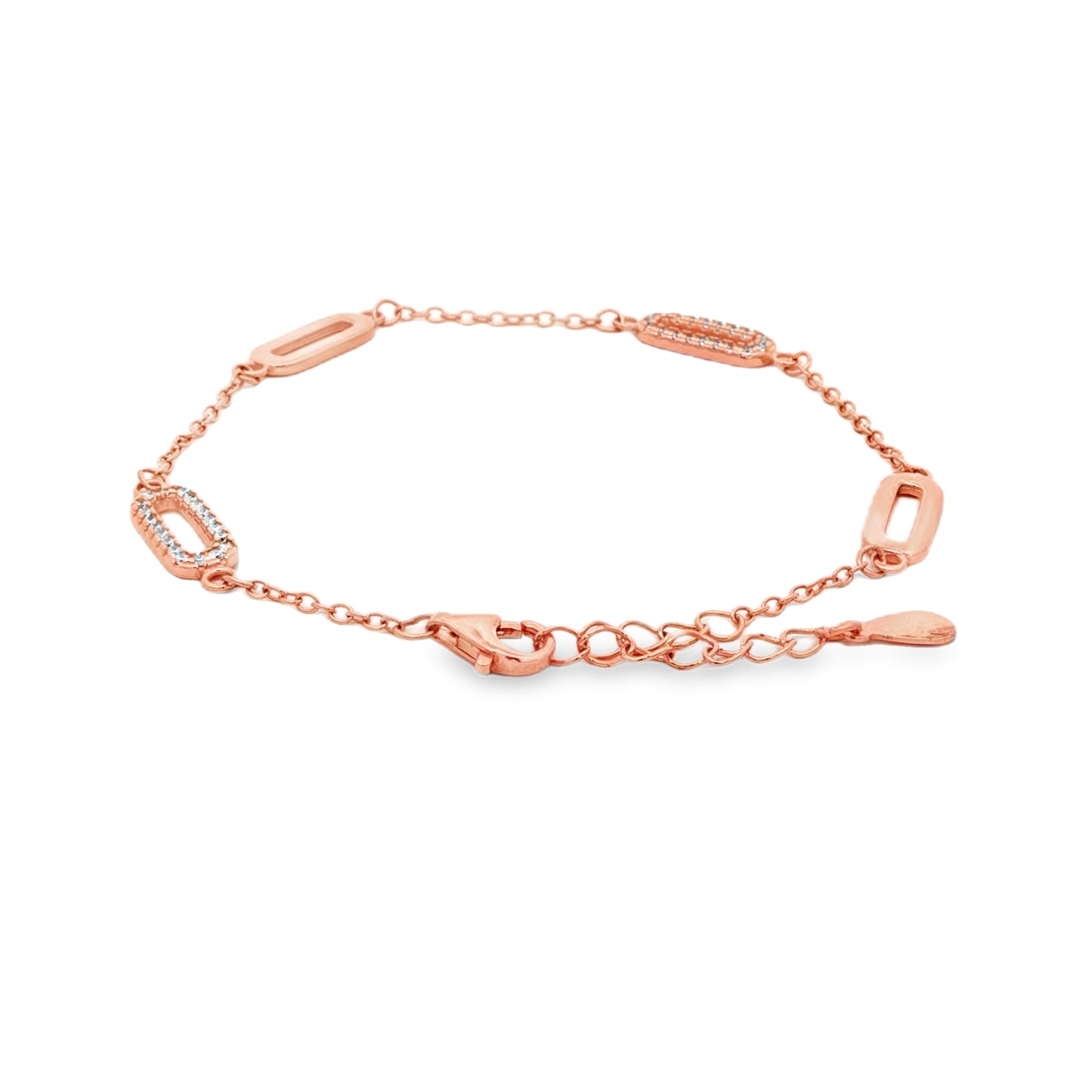 Elegant rose silver bracelet with diamonds