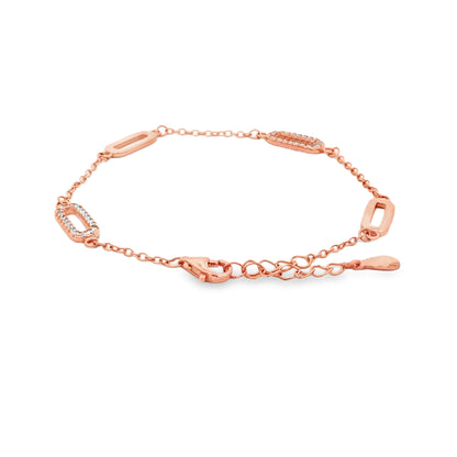Elegant rose silver bracelet with diamonds