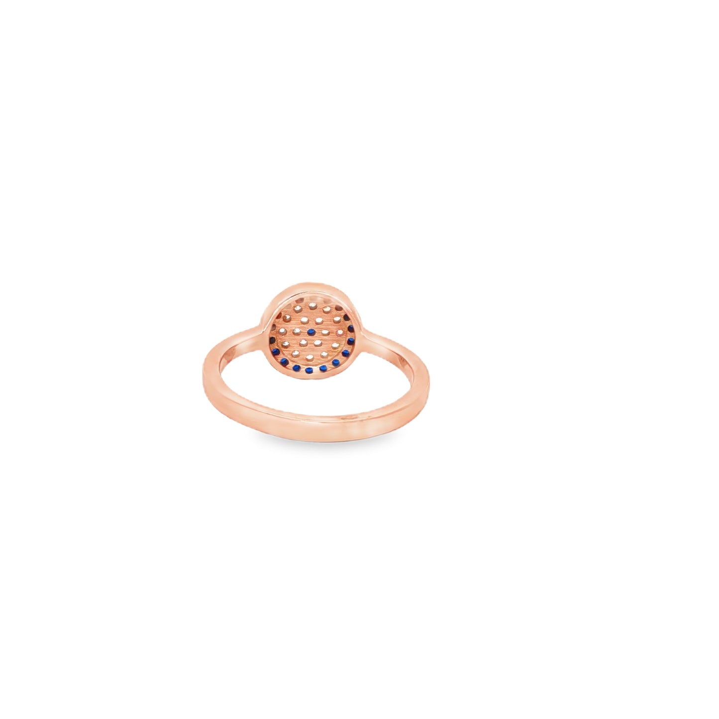 Evil Eye Halo Ring – Rose silver & Sapphire Elegance