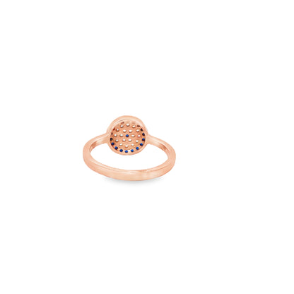 Evil Eye Halo Ring – Rose silver & Sapphire Elegance