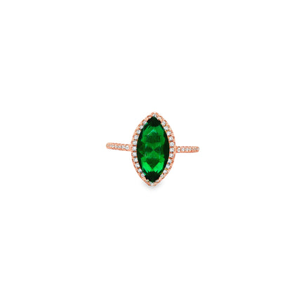 Emerald Marquise Halo Ring