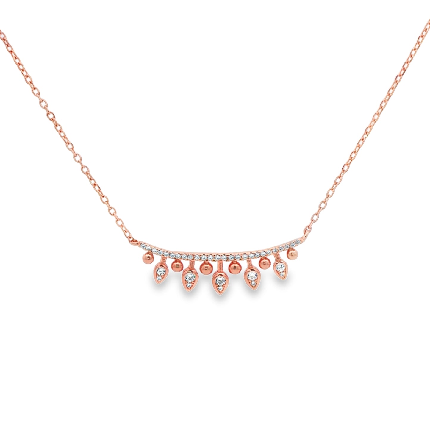 Rose Gold Diamond Fringe Bar Necklace