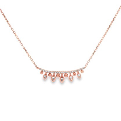 Rose Gold Diamond Fringe Bar Necklace