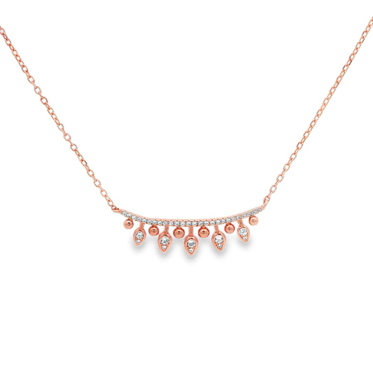 Rose Gold Diamond Fringe Bar Necklace