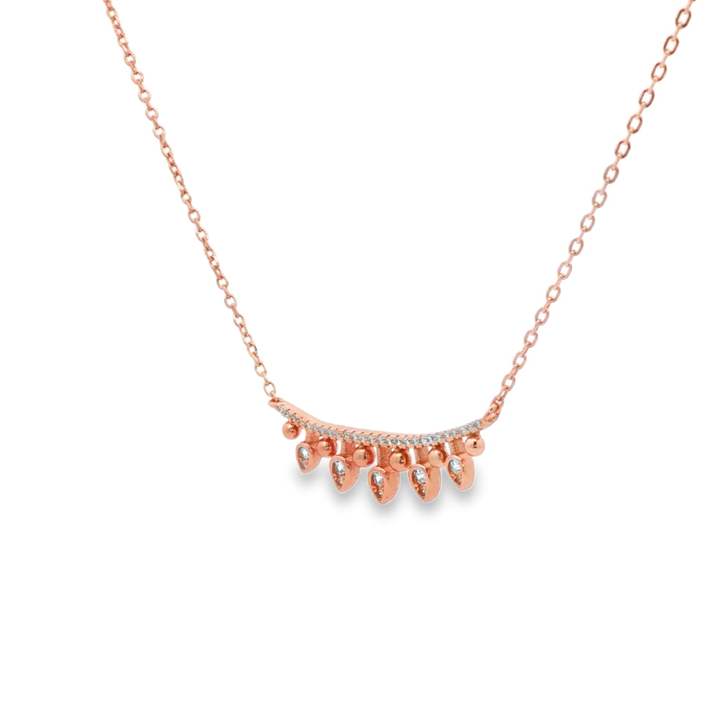 Rose Gold Diamond Fringe Bar Necklace