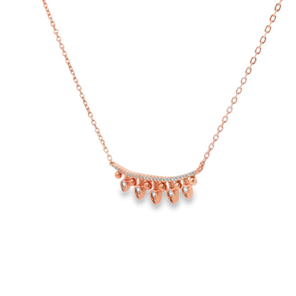 Rose Gold Diamond Fringe Bar Necklace