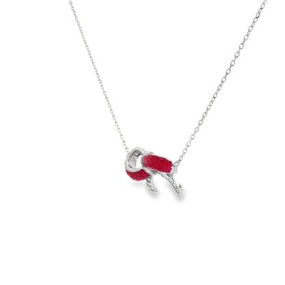 Ruby Bow Diamond Pendant Necklace
