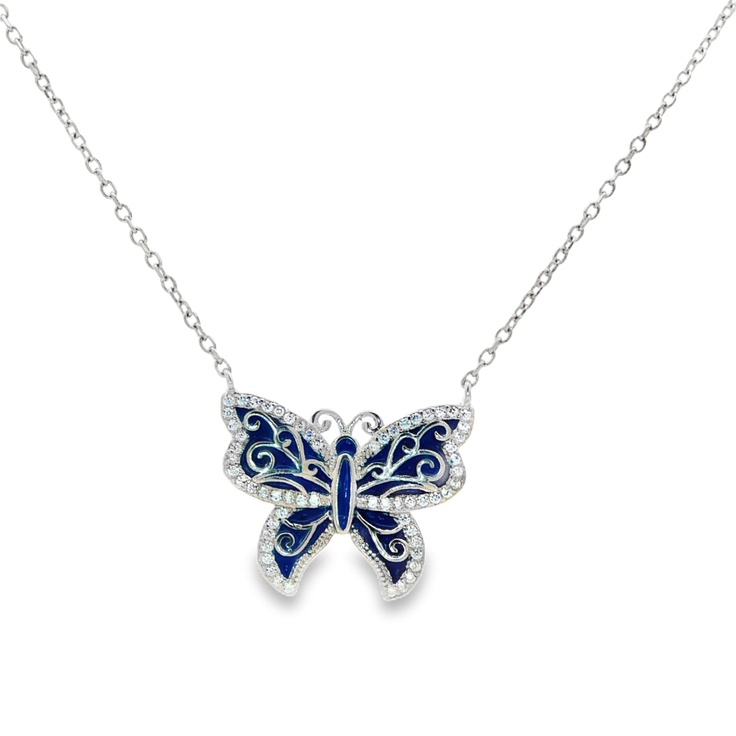 Royal Sapphire Butterfly Necklace