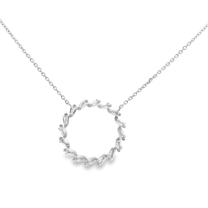 Radiant Diamond Circle Pendant Necklace