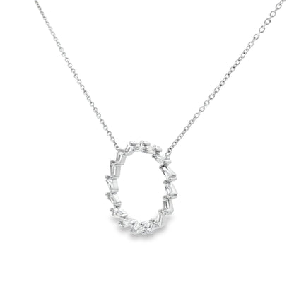 Radiant Diamond Circle Pendant Necklace