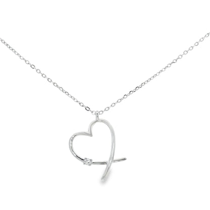 Minimal Diamond Heart Pendant Necklace